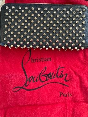 Christian Louboutin Black Studded Zip-Around Wallet